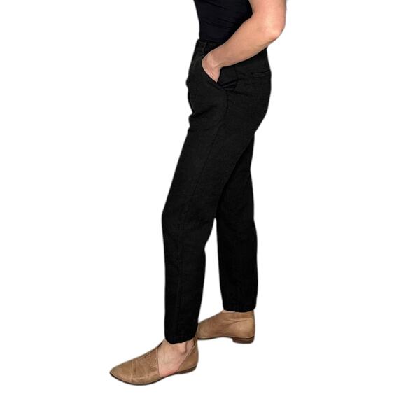 EVAM EVA Washed Black Linen Wool Straight Leg Pants Women's Size 6 Classic - Picture 4 of 11